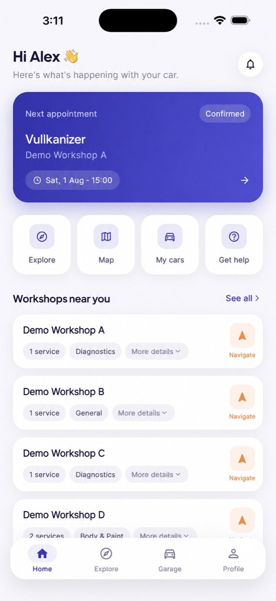 The driver’s home screen